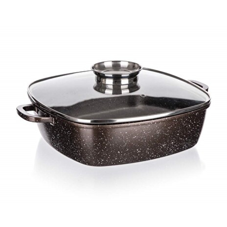 Pekáč Banquet s nepřilnavým povrchem Premium Dark Brown 28 x 28 x 8 cm, s poklicí s aroma knobem
