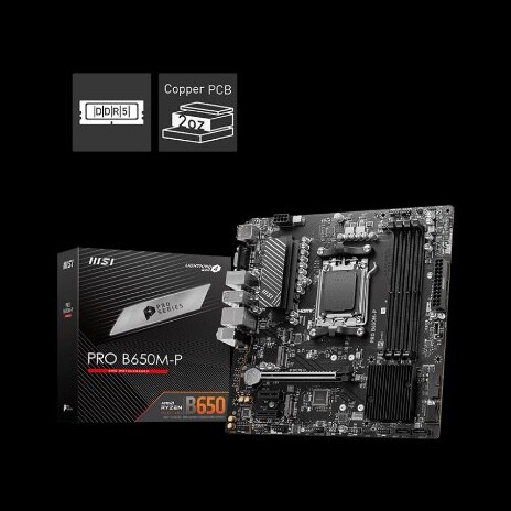 MSI PRO B650M-P, AM5, AMD B650, 4x DDR5, mATX