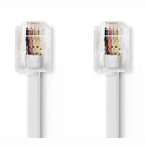 Nedis TCGB90200WT100 - Telefonní Kabel| RJ11 Zástrčka - RJ11 Zástrčka | Plochý | 10 m | Bílá