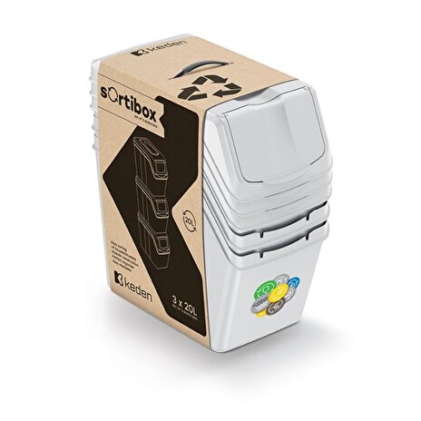 Koš na tříděný odpad SORTIBOX 3x20l popelavě šedý