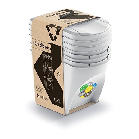 Koš na tříděný odpad SORTIBOX 3x25l popelavě šedý