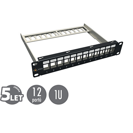 10" Patch pan. Solarix 12port neosazený 1U