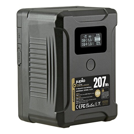 Baterie Jupio V-Mount *ProLine* Extreme 207 - 14000mAh (207Wh) - LCD Display, USB-C PD 65W in/output, D-Tap in/output an