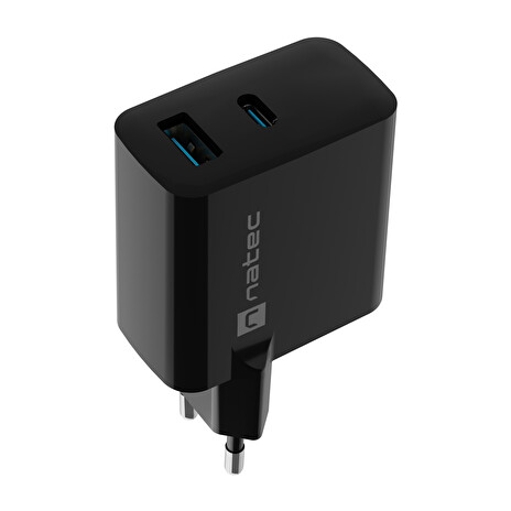 Univerzální USB nabíječka Natec RIBERA GaN 45W, 1X USB-A, 1X USB-C, černá