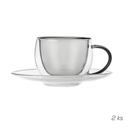 Šálek s podšálkem ORION Double espresso 2ks 100ml Grey