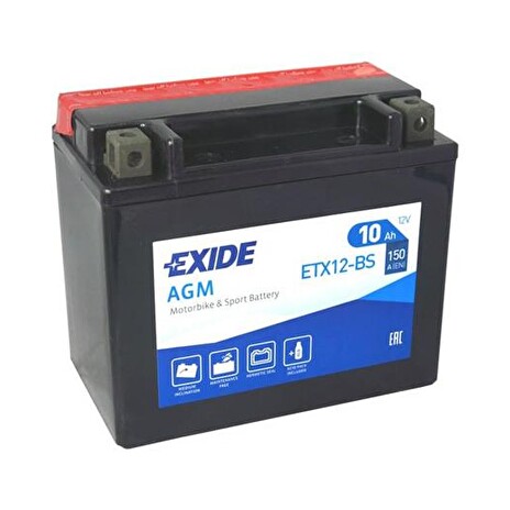 Baterie motocyklová 12V/10Ah EXIDE ETX12-BS