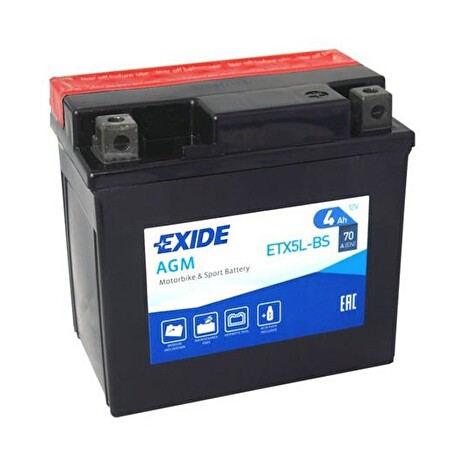 Baterie motocyklová 12V/4Ah EXIDE ETX5L-BS