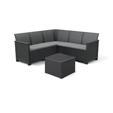 Zahradní nábytek Keter Elodie 5místný set s úložným stolem grafitový