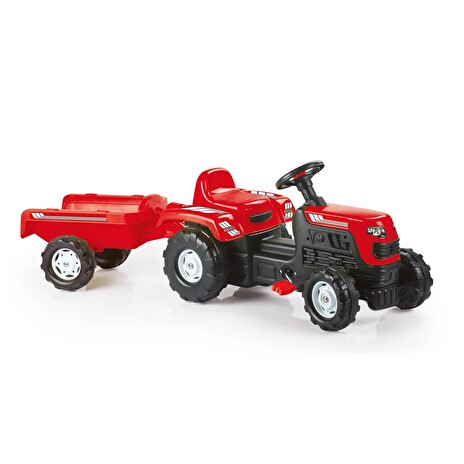 Šlapací traktor Dolu Ranchero s vlečkou, červený