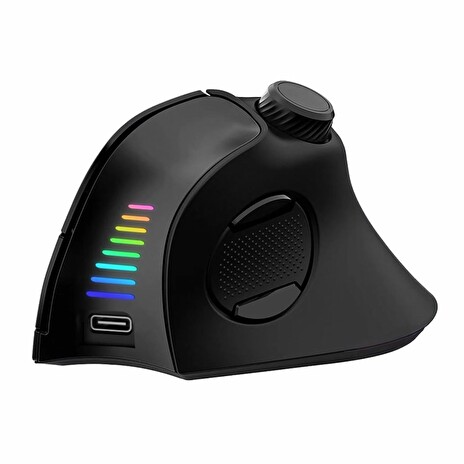 EVOLVEO TwinVerti, bezdrátová vertikální ergonomická myš, podsvícená,tichá, 2.4GHz+Bluetooth, černá