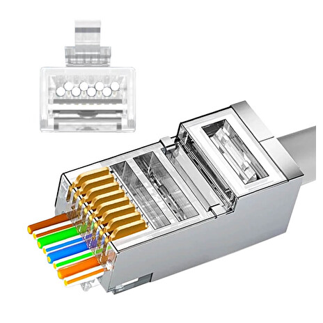W-Star Konektor FTP RJ45EZ Cat6A 100ks 3U pozlacený 6SLD pass through FRJ45EZC6AS