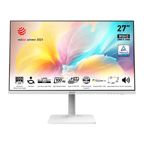 MSI monitor Modern MD272QXPW, 27" IPS/2560 x 1440 (WQHD)/100Hz/1ms/HDMI/DP/USB/USB-C/Výškově nastavitelný/Pivot