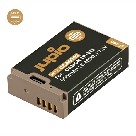 Baterie Jupio LP-E12 *ULTRA C* 900mAh s USB-C vstupem pro nabíjení