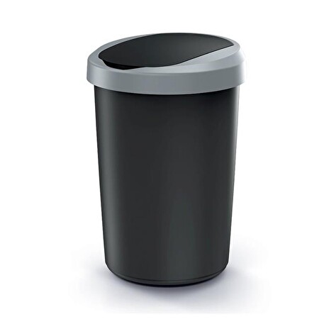 Koš odpadkový COMPACTA R FLAP černý s světle šedým víkem 40l