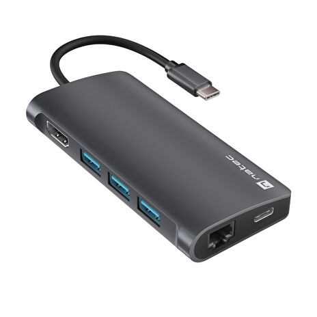 Natec multiport adaptér FOWLER 2 3X USB 3.0 HUB, HDMI 4K, USB-C, RJ45, SD, MICRO SD