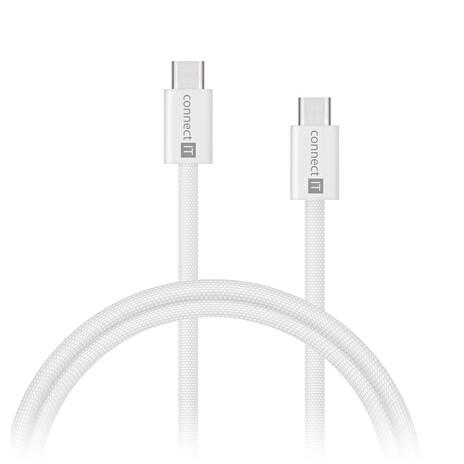 CONNECT IT Wirez kabel USB-C -> USB-C, 60 W, 1 m, BÍLÁ