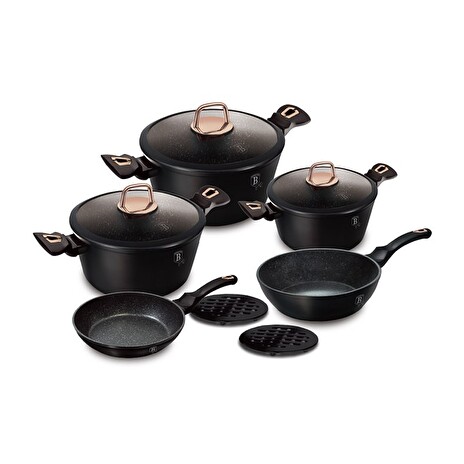 Sada nádobí Berlingerhaus s mramorovým povrchem 10 ks Black Rose Collection