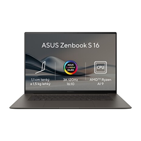 ASUS Zenbook S 16 OLED/UM5606WA/AI9-HX370/16"/2880x1800/T/32GB/1TB SSD/AMD int/W11P/Gray/2R