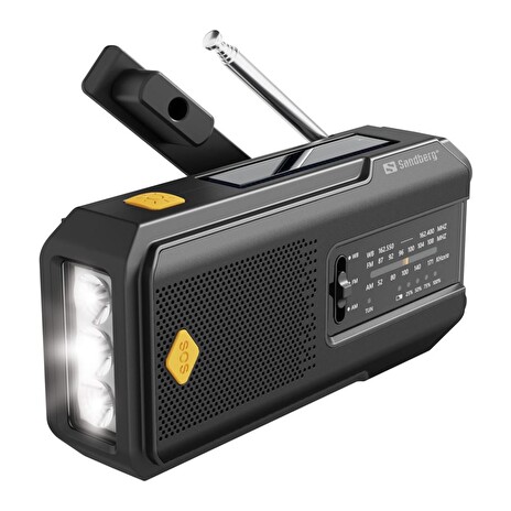 Sandberg Surviovor All-in-1 2000 mAh, FM/AM rádio s dalšími funkcemi, černá