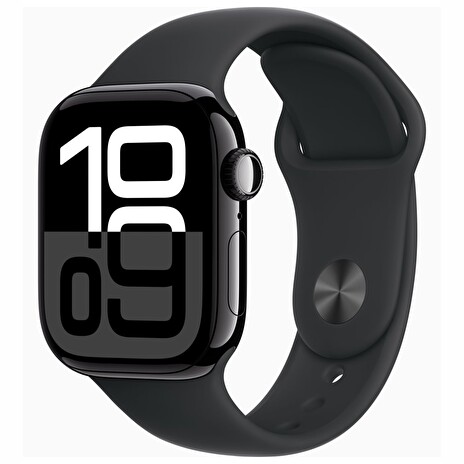 Apple Watch S10/42mm/Jet Black/Sport Band/Black/-M/L