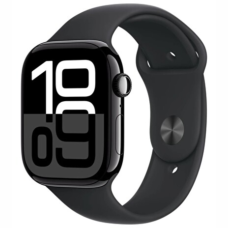 Apple Watch S10/46mm/Jet Black/Sport Band/Black/-S/M