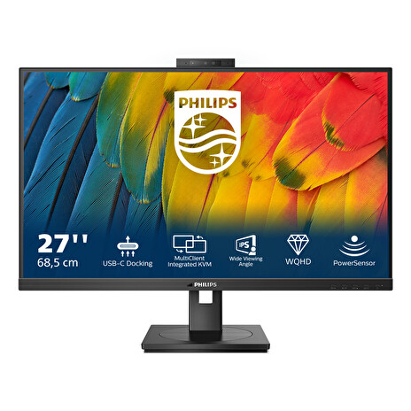 Philips LCD 27B1U5601H 27" IPS/2560x1440@75Hz/4ms/350cd/HDMI/DP/4xUSB/USB-C dock/RJ45/Webcam/Repro/Pivot/HAS/VESA