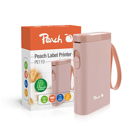 PEACH PE110 - tiskárna samolepících štítků, nabíjecí, růžová
