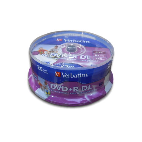 Verbatim DVD+R DL [ cakebox 25 | 8.5GB | 8x | printable ]