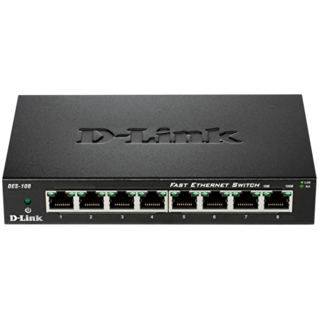 D-Link DES-108 kovový 8-port 10/100 Desktop Switch