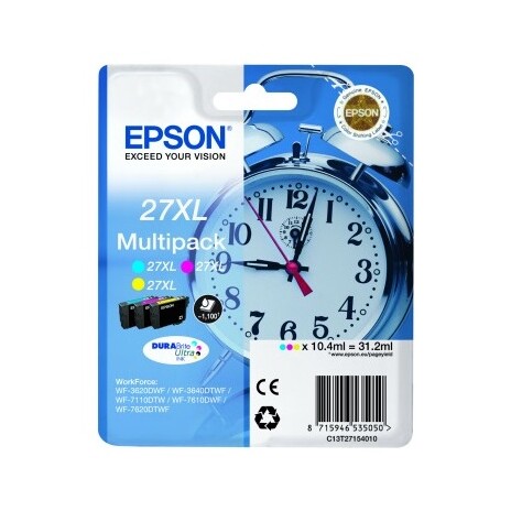 EPSON cartridge T2715 (cyan/magenta/yellow) multipack (budík) XL