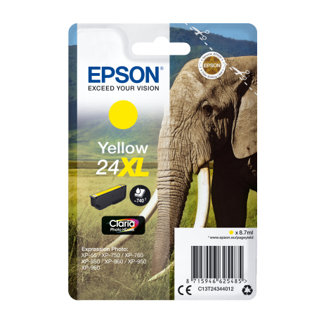 Epson Singlepack Yellow 24XL Claria Photo HD Ink