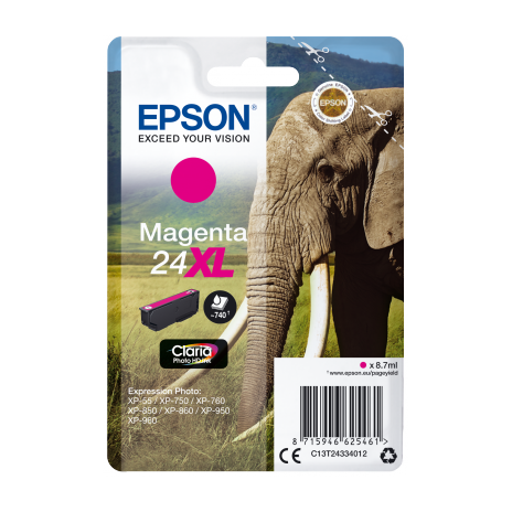 Epson Singlepack Magenta 24XL Claria Photo HD Ink