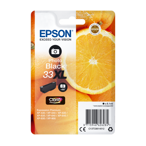 Epson Singlepack Photo Black 33XL Claria Prem. Ink