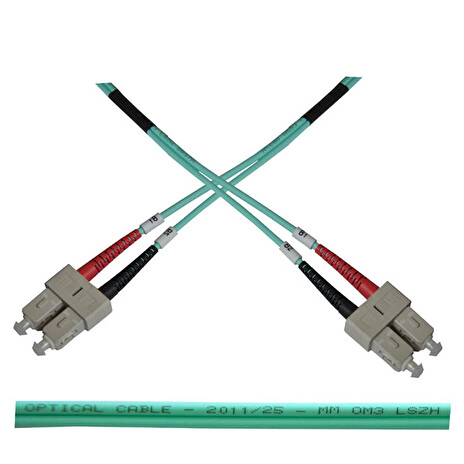 Optický patch kabel duplex SC-SC 50/125 MM 1m OM3