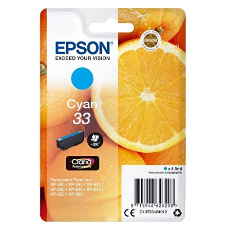 Epson T3342- cyan (azurová) pro Epson Expression Premium XP-530/630/635/830 (Pomeranč)