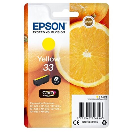 Epson T3344 - yellow (žlutá) pro Epson Expression Premium XP-530/630/635/830 (Pomeranč)