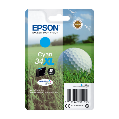 Epson Singlepack Cyan 34XL DURABrite Ultra Ink