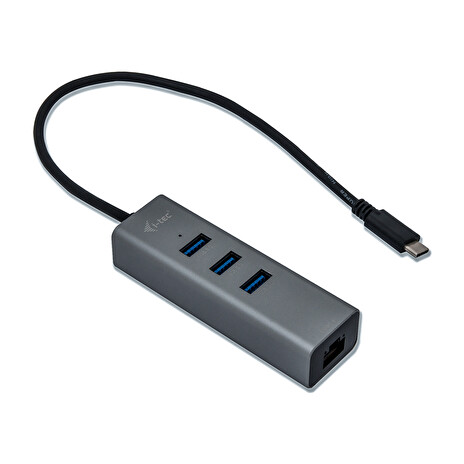 iTec USB-C Metal 3-portový HUB s Gigabit Ethernet adapterem