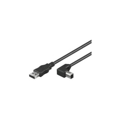 PremiumCord Kabel USB 2.0, A-B, 2m se zahnutým USB-B konektorem 90°