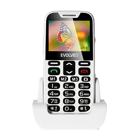 EVOLVEO EasyPhone XD, mobilní telefon pro seniory s nabíjecím stojánkem (bílá barva)