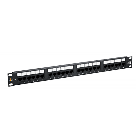 19" patch panel Solarix 24 x RJ45 CAT5E UTP 150 MHz černý 1U SX24-5E-UTP-BK