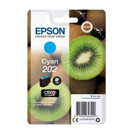 EPSON ink Cyan 202 Premium - singlepack, 4,1ml, 300s, standard