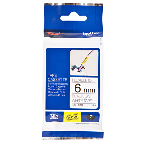 BROTHER kazeta šírky 6mm s flexibilní páskou TZE-FX211 - bílá, černý potisk