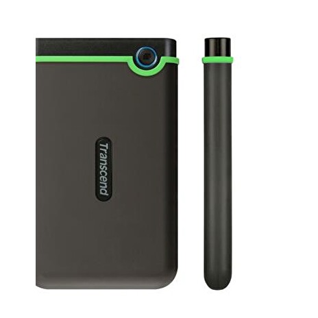 TRANSCEND 2TB StoreJet 25M3S SLIM, 2.5”, USB 3.0 (3.1 Gen 1) Externí Anti-Shock disk, tenký profil, šedo/zelený
