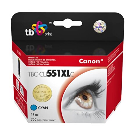 Ink. kazeta TB komp. s Canon CLI-551XL,6444B001 CY