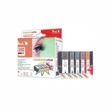 PEACH kompatibilní cartridge Canon PGI-525/CLI-526 MultiPack Plus, 3xBlack,Cyan,Magenta,Yellow, 2x19ml, 4x10ml