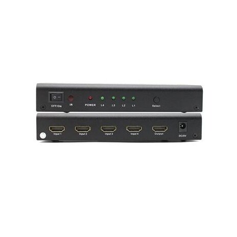 PremiumCord HDMI switch 4:1, kovový, dálkové ovl.