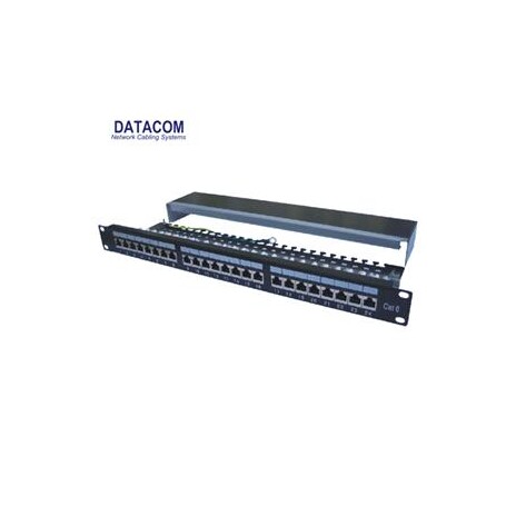 Patch panel 24p.CAT6 1U 3x8 LSA, STP 19" černý s vyvázáním