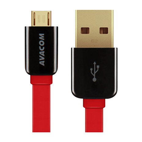 Kabel AVACOM MIC-40R USB - Micro USB, 40cm, červená
