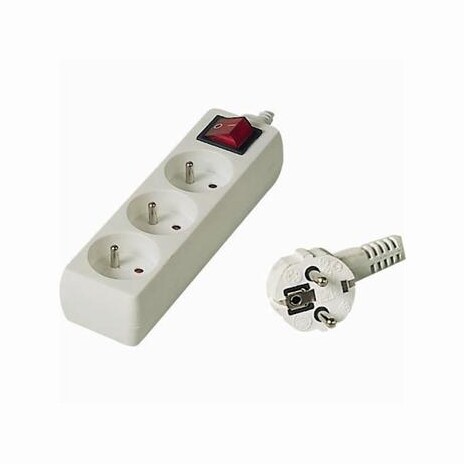 Prodlužovací přívod 230V, 10m, 3 zásuvky + vypínač